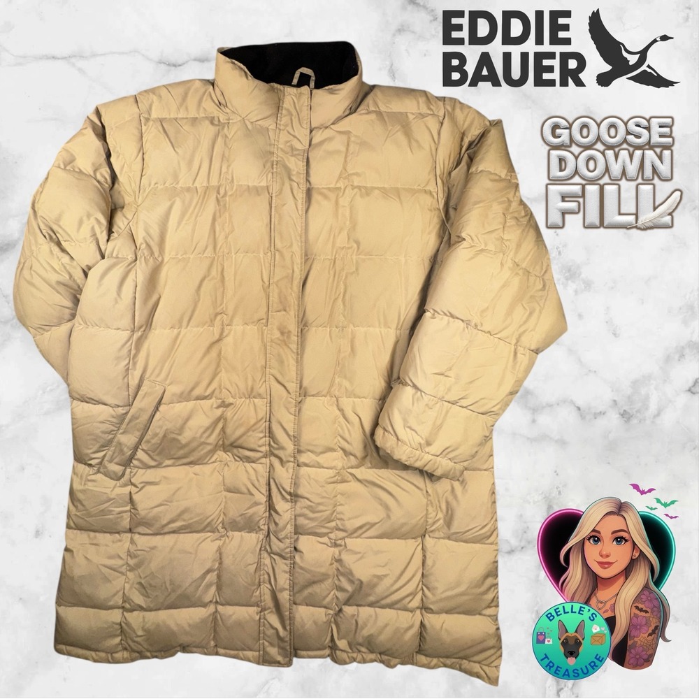 Eddie‎ Bauer Men's 2XL WeatherEdge Parka Tan Down Jacket Quilted Puffer Coat XXL